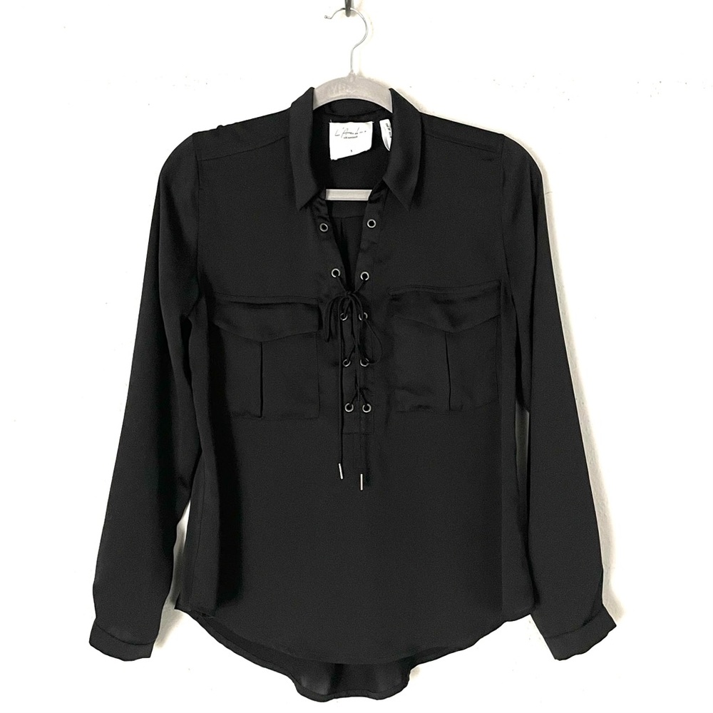 L’Academie The Safari Blouse in Black Size Small
